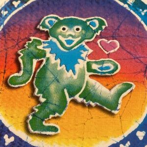 Classic 1996 Dancing Bear x Grateful Dead clear window sticker. 6 inches.